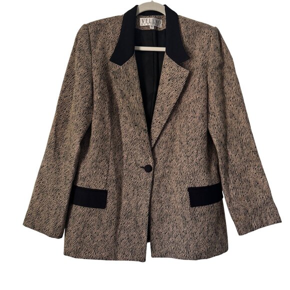 Veleno Jackets & Blazers - Vintage Veleno New York Women's Blazer Jacket Brown Black Made In USA, Size S